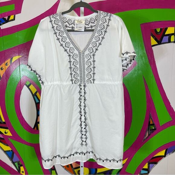 Fit 4U, Lightweight Embroidered Tunic Top, Drawstring Waist. Size Large. - Picture 1 of 6